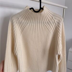 Brave Soul Cream Ribbed Turtleneck Sweater